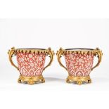 A pair of large gilt-mounted jardinieres, the porcelain Kangxi period, the mounts 19th c.