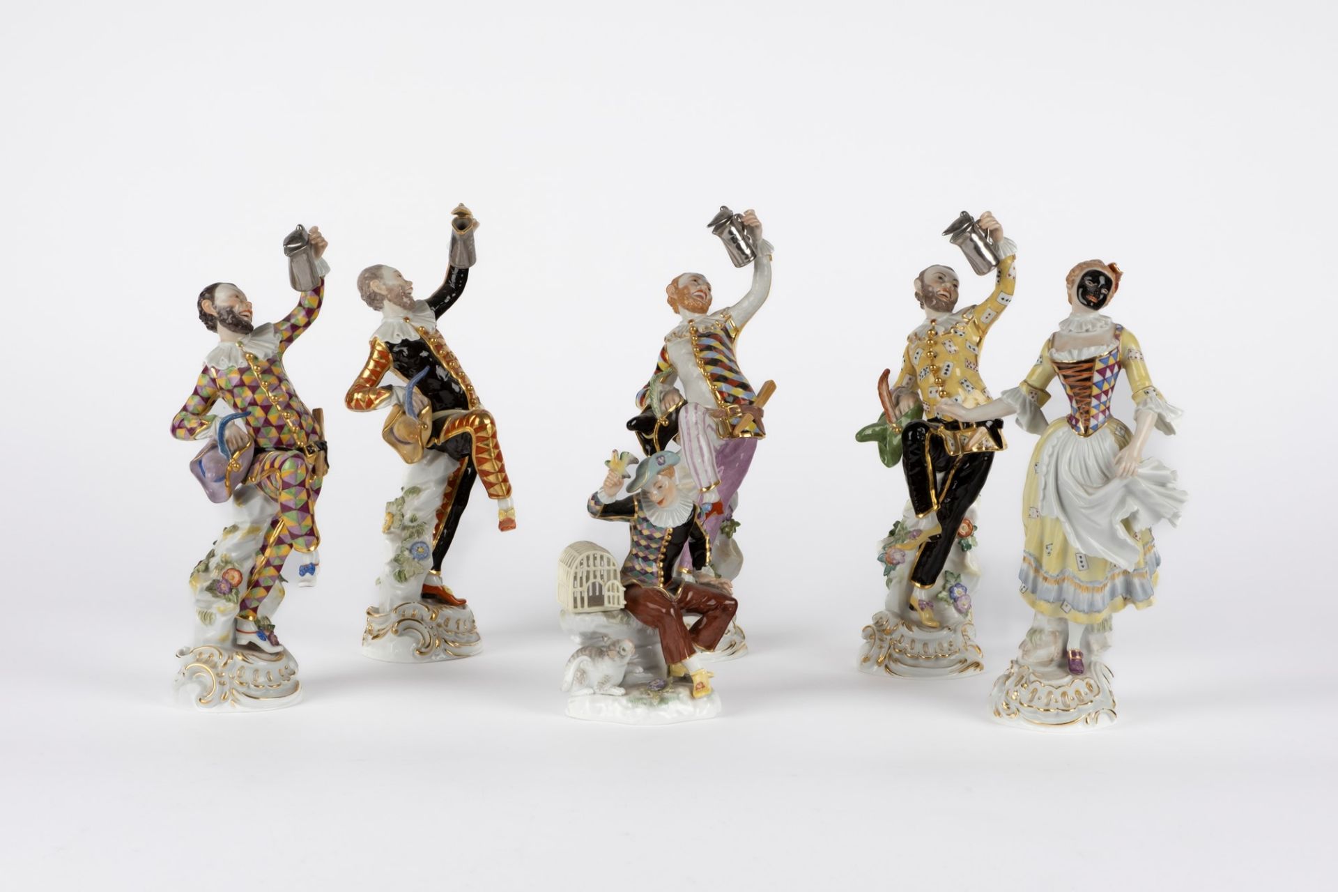Six Meissen porcelain figurines