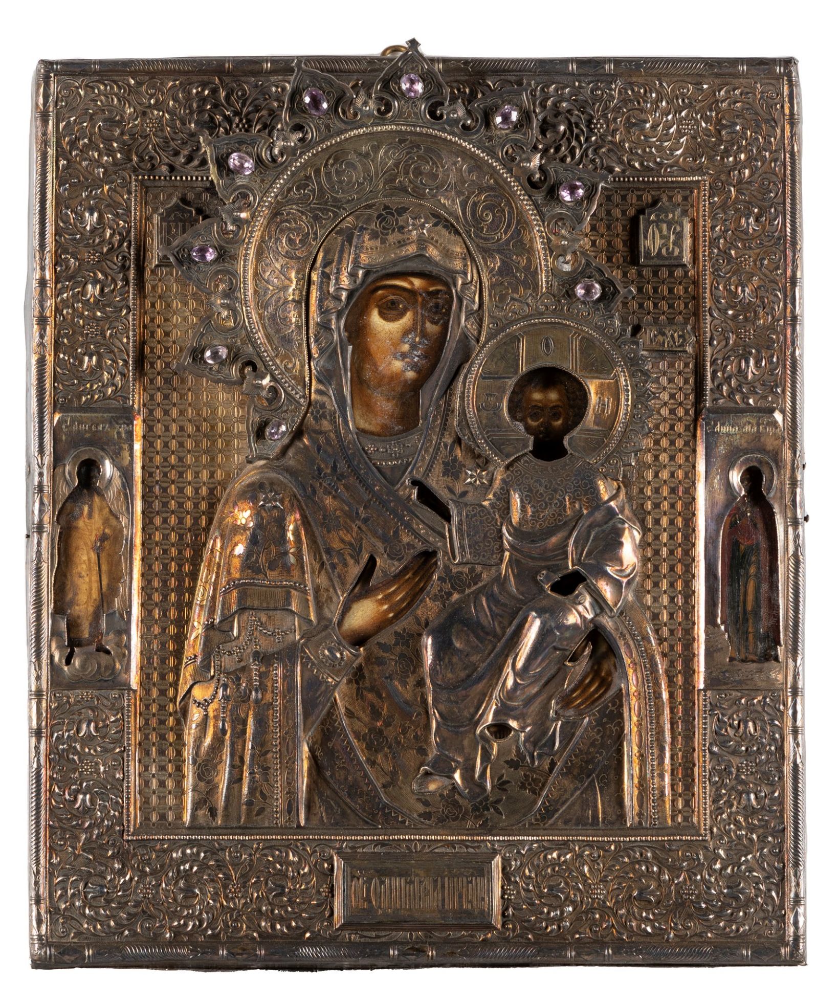 Icon depicting the Madonna with Child and Saints. Russia, 19th century