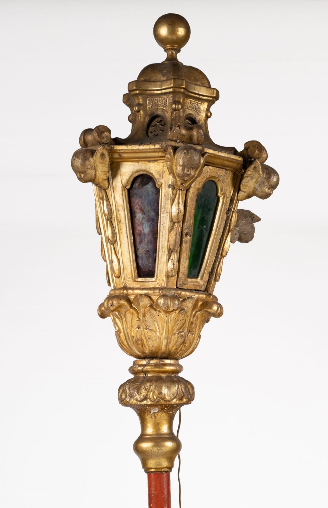 A carved lacquered and gilt wood lantern - Image 2 of 2