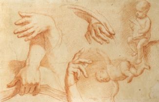 Scuola italiana, secolo XVII - Study of Hands and of a Child (recto); and Study of Hands (verso)
