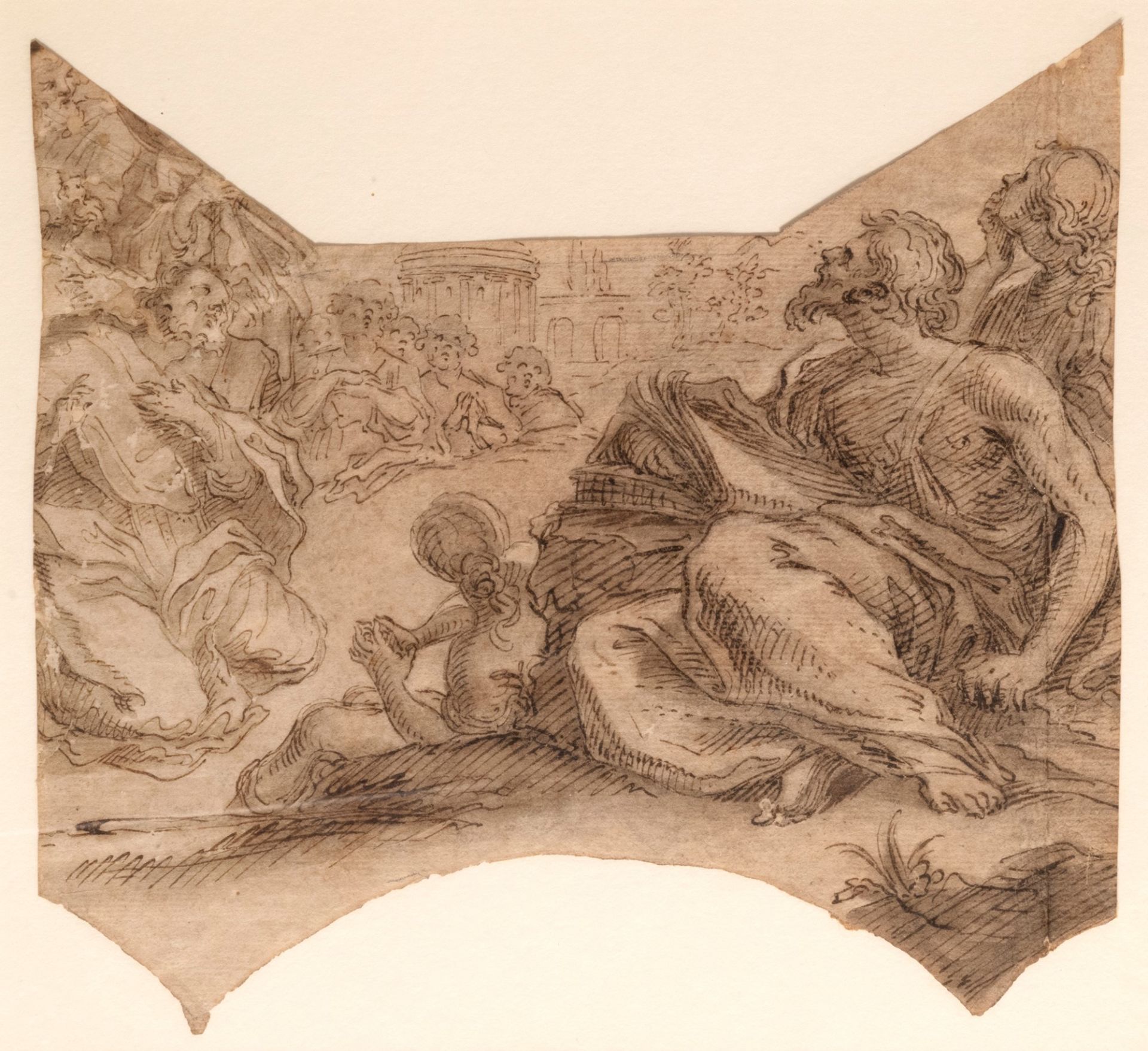 Scuola italiana, secolo XVII - Study for a scene with praying saints