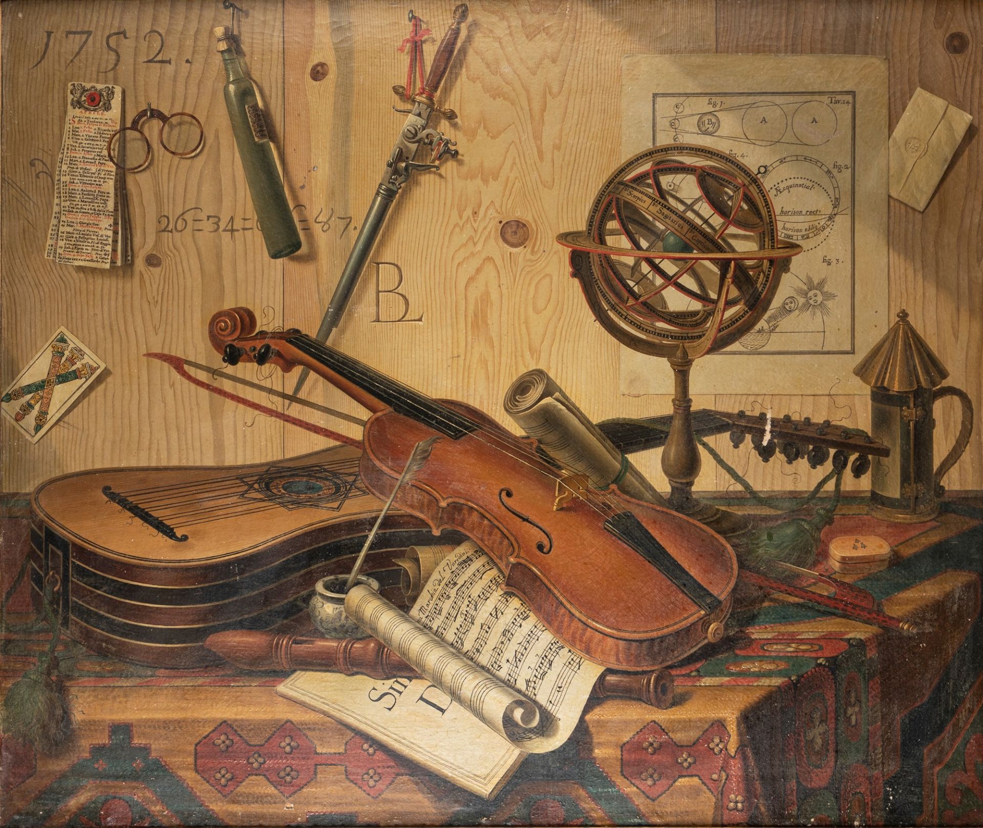 Sebastiano Lazzari (Verona circa 1730-probabilmente Venezia 1790-1800) - Trompe-l'oeil with musical - Image 4 of 12