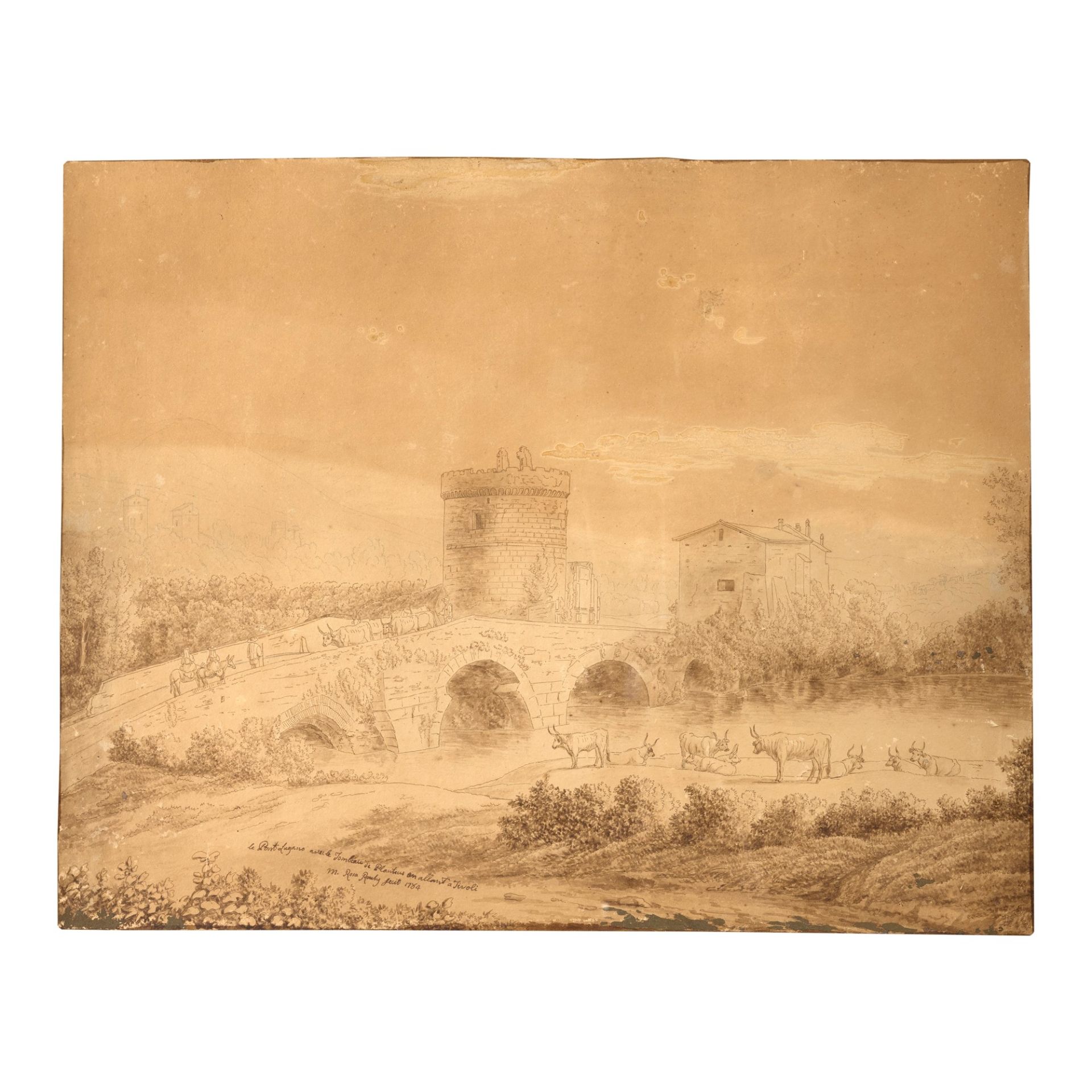 Scuola francese, fine secolo XVIII - inizio secolo XIX - View of the Lucano Bridge and the Tomb of P