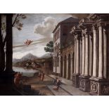 Scuola dell'Italia centrale, secolo XVII - Architectural capriccio with figures