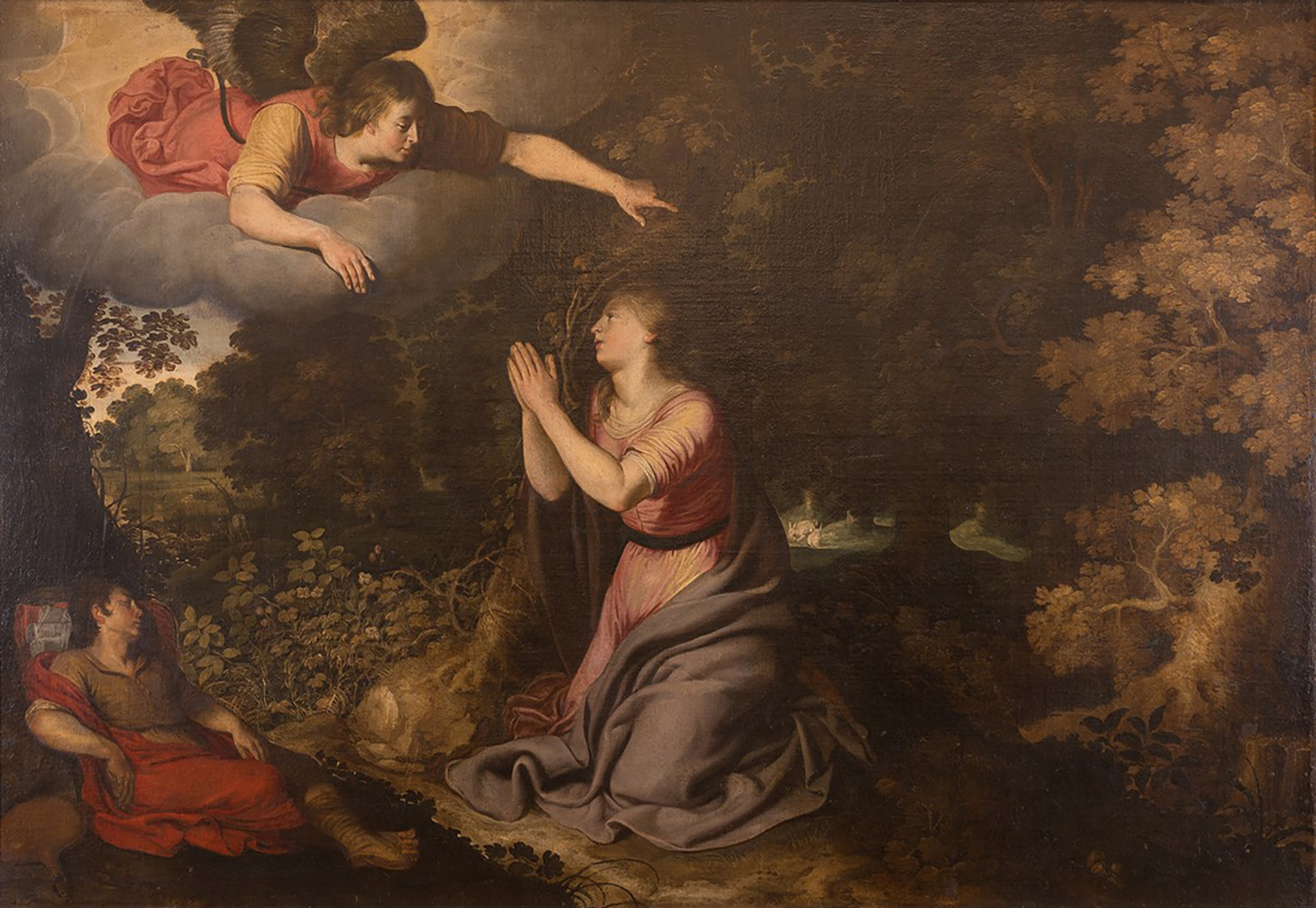 Scuola di Adam Elsheimer (Francoforte sul Meno 1578 - Roma 1610) - Hagar and the Angel