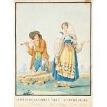 Scuola napoletana, fine secolo XVIII - inizi secolo XIX - Twelve drawings depicting popular costumes