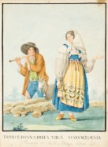 Scuola napoletana, fine secolo XVIII - inizi secolo XIX - Twelve drawings depicting popular costumes