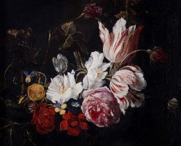 Scuola fiamminga, secolo XVII - Roses, tulips and other flowers