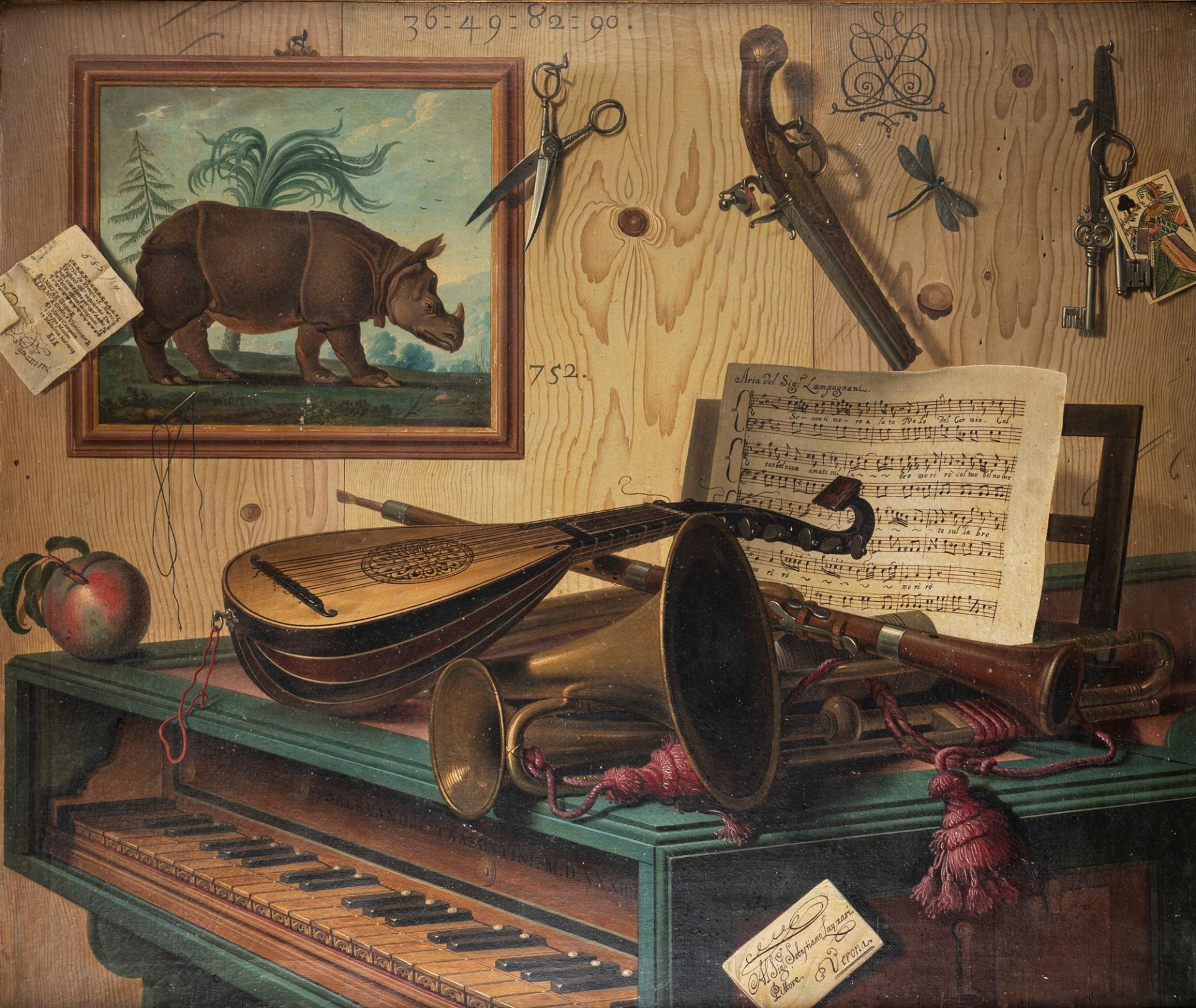 Sebastiano Lazzari (Verona circa 1730-probabilmente Venezia 1790-1800) - Trompe-l'oeil with musical - Image 2 of 12