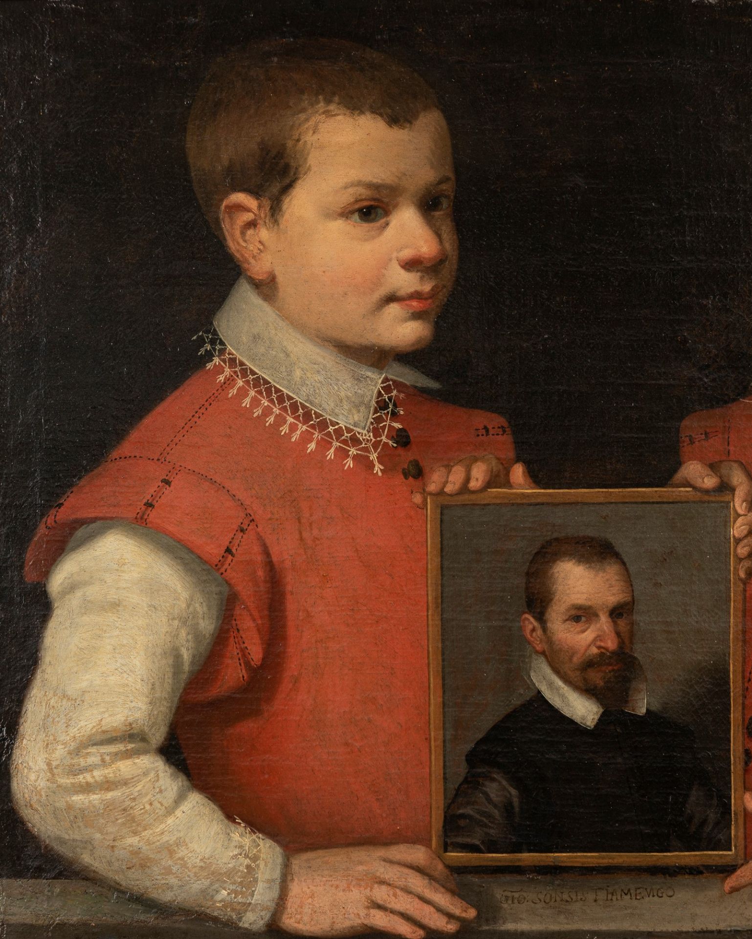 Jan Soens ('s-Hertogenbosch 1547/1548-Parma 1611) - Self-portrait of the painter with his two child - Bild 3 aus 7