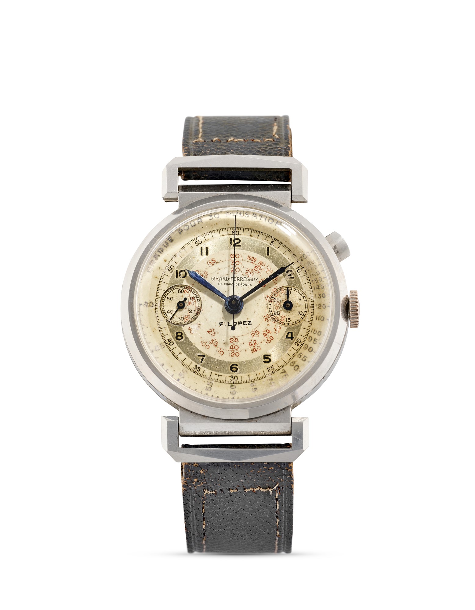 Girard Perregaux chronograph retailed by F.Lopez, 40s