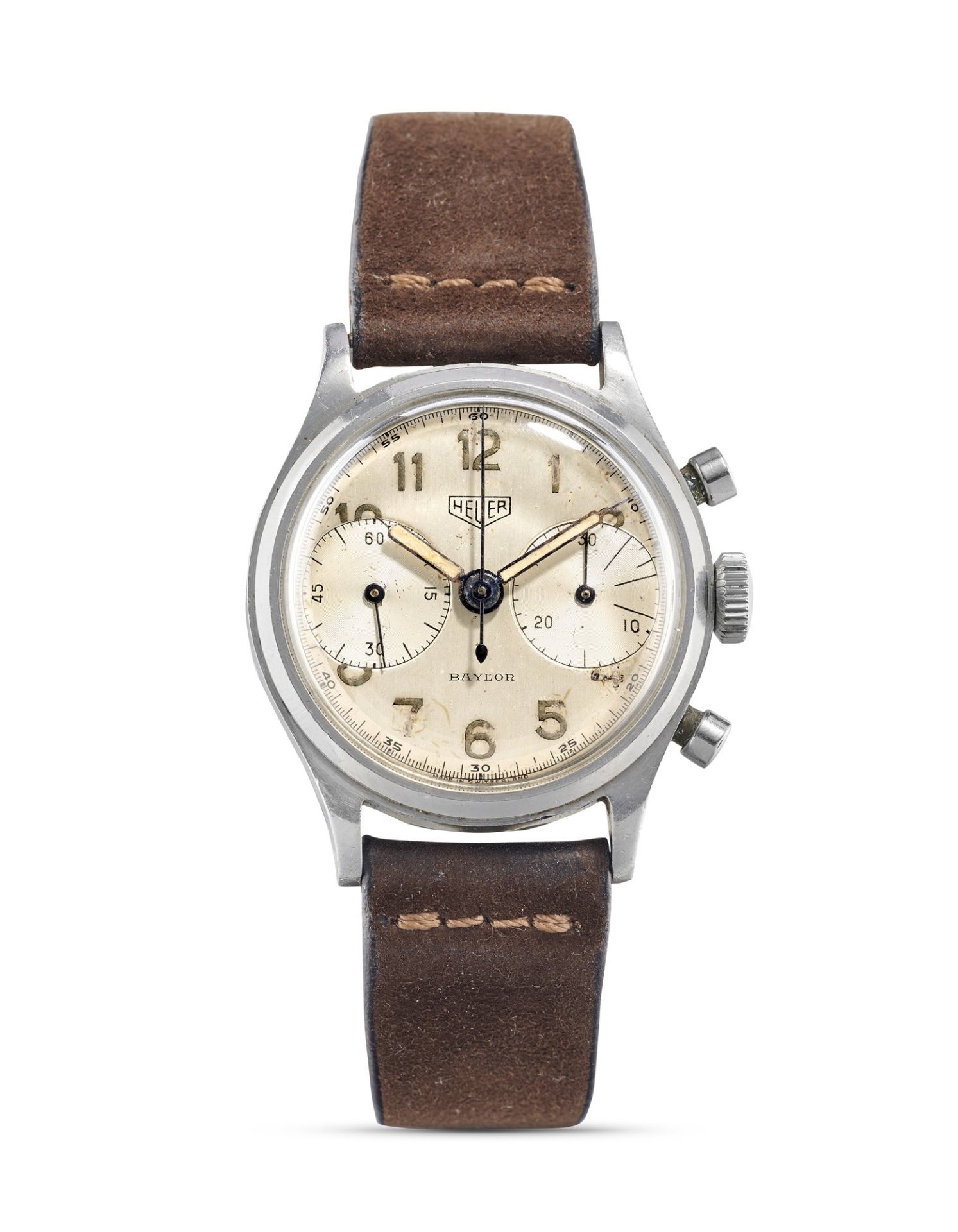 Heuer chronograph Big Eyes retailed by Baylor, 40s