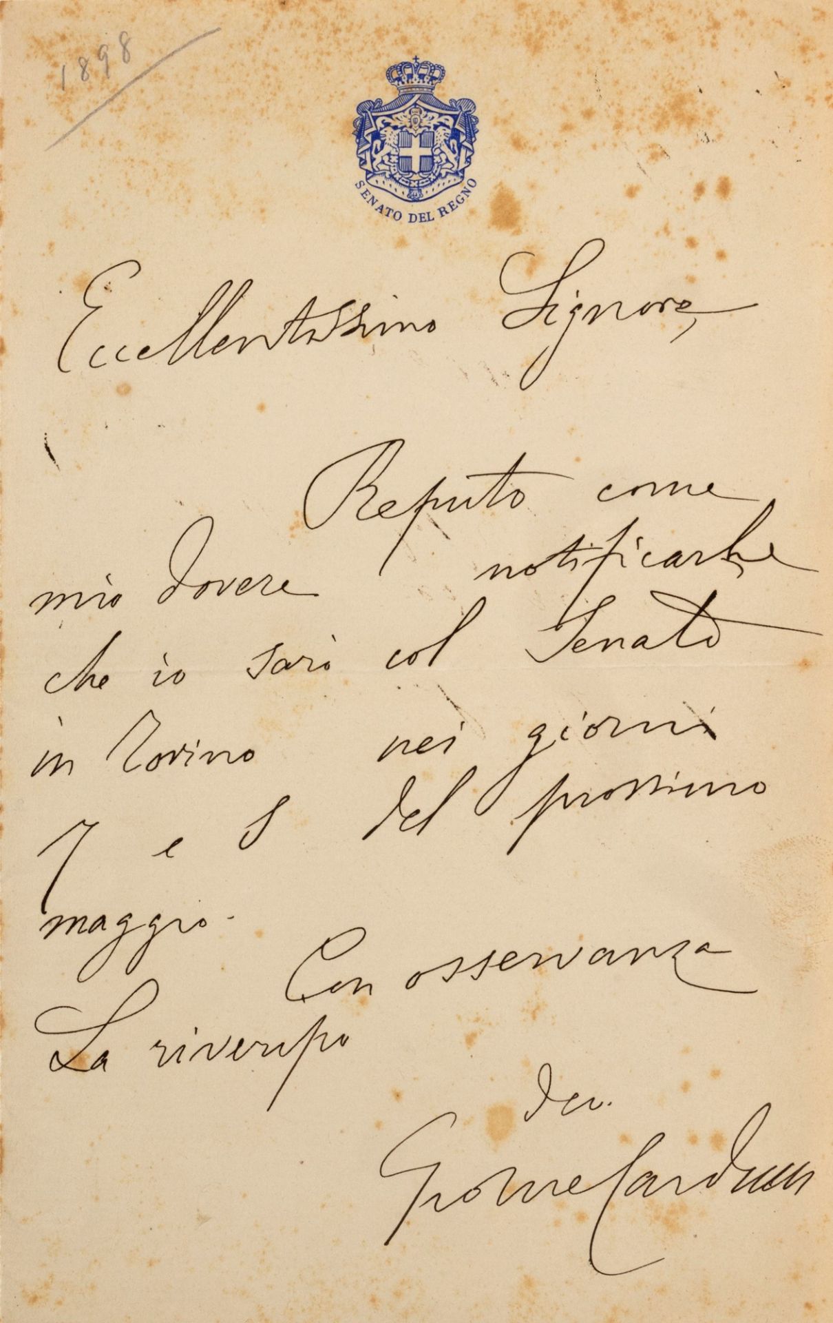 Autographs - Carducci, Giosue’ - Letter