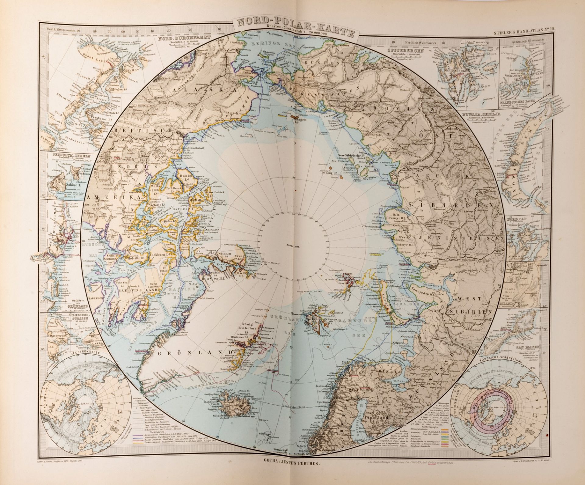 Cartography - Stieler, Adolf - Hand-Atlas über alle Theile der Erde und über das Weltgebäude 95 kart