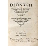 Dioniso Areopagita - Libri duo, alter de Mystica Teologica, alter de Divinis nominibus