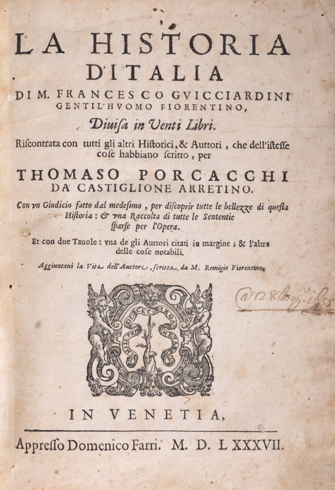 Guicciardini, Francesco - The history of Italy divided into twenty books. Confirmed with all the oth