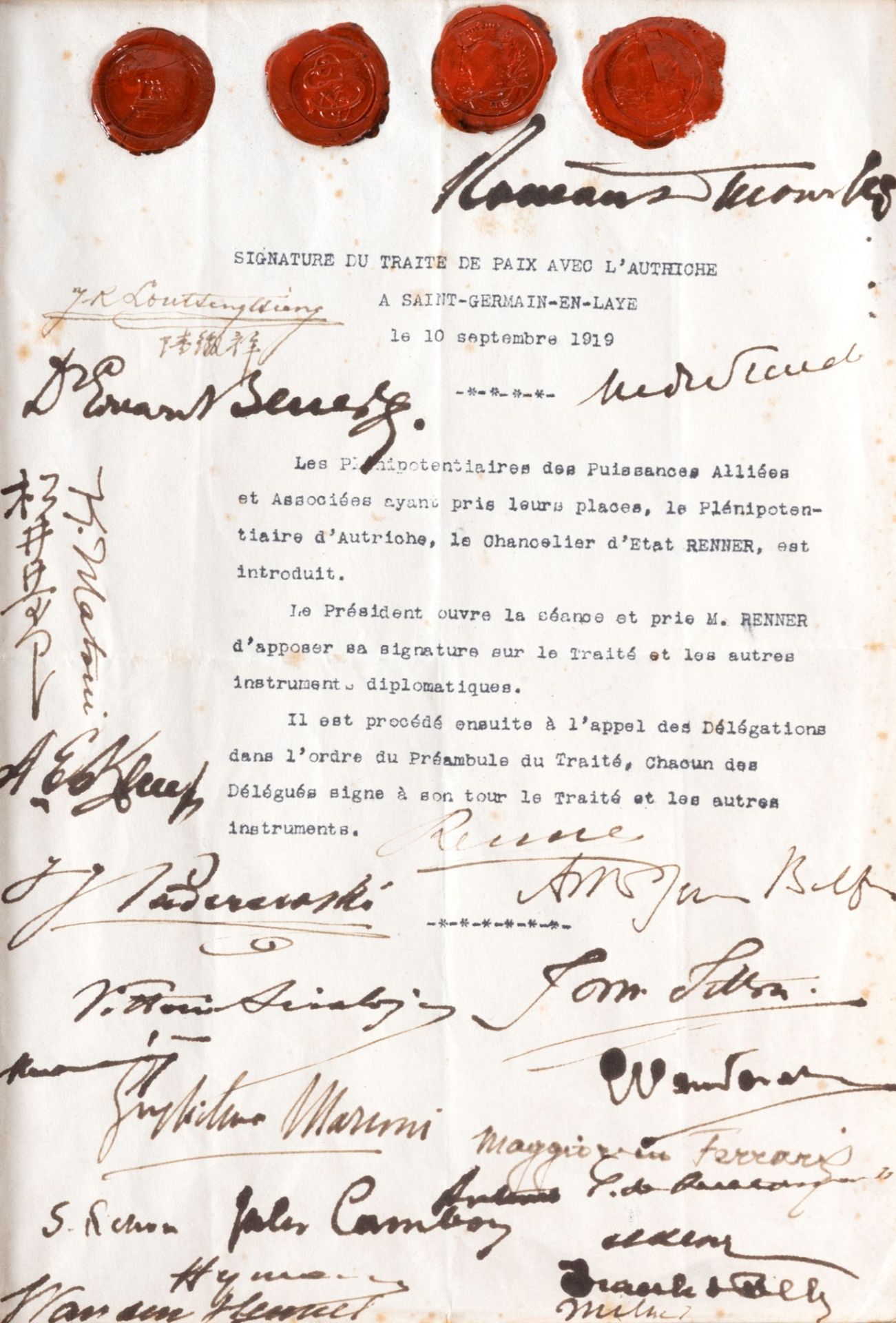Autographs - World War ITreaty of Saint Germain en Laye
