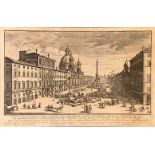 Engraving - Rome - Wouters, Gommarus - Piazza Navona ancient agonal circus of the emperor Severo Ale