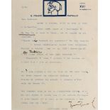 Autographs - Pound, Ezra - Typewritten letter on letterhead with hand corrections and handwritten si