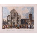 Engraving - Venice - Canaletto - The Doge of Venice intervenes on Easter day in the Church of San Za