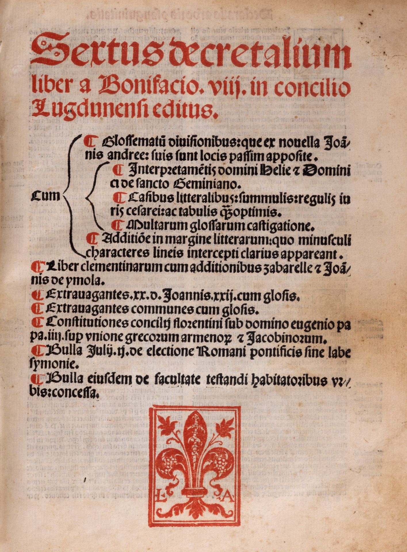 Bonifacio VIII - Sextus decretalium liber to Boniface VIII in council Lugdunensi editus