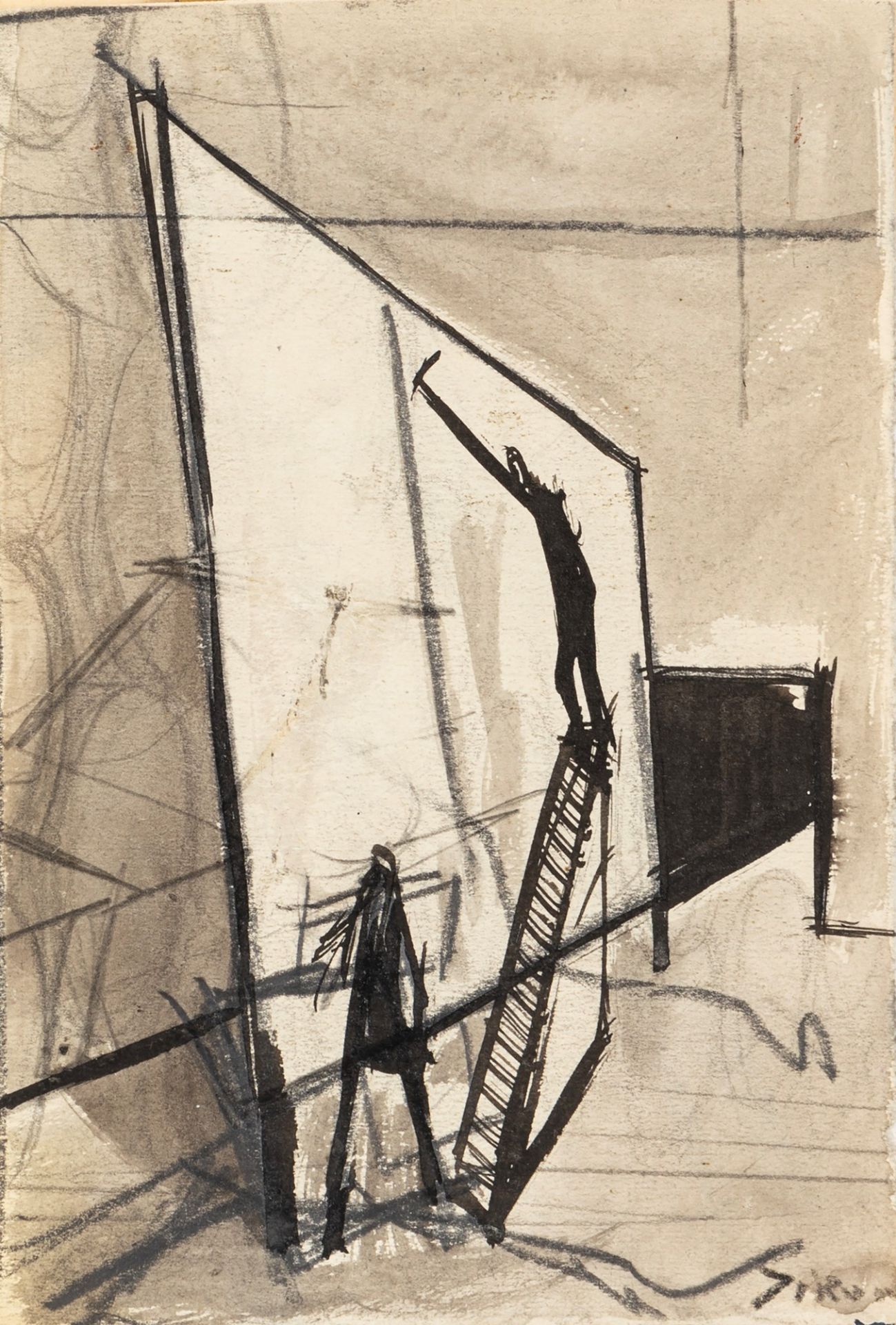 Mario Sironi (Sassari 1885-Milano 1961) - Studio per illustrazione, 1925 ca