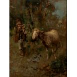 Tito Pellicciotti (Barisciano 1872-L'Aquila 1943) - Shepherd boy with sheep