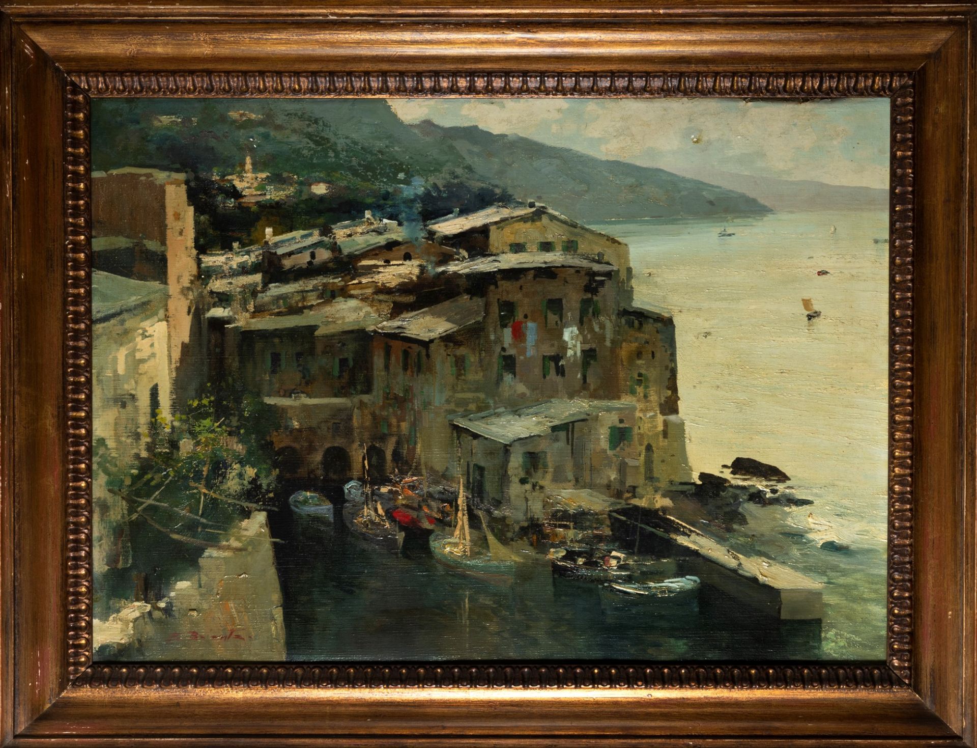 Ezelino Briante (Napoli 1901-Roma 1971) - Houses on the pier - Image 2 of 3