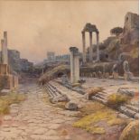Attributed to Ettore Roesler Franz (Roma 1845-1907) - Rome, view of the Forum