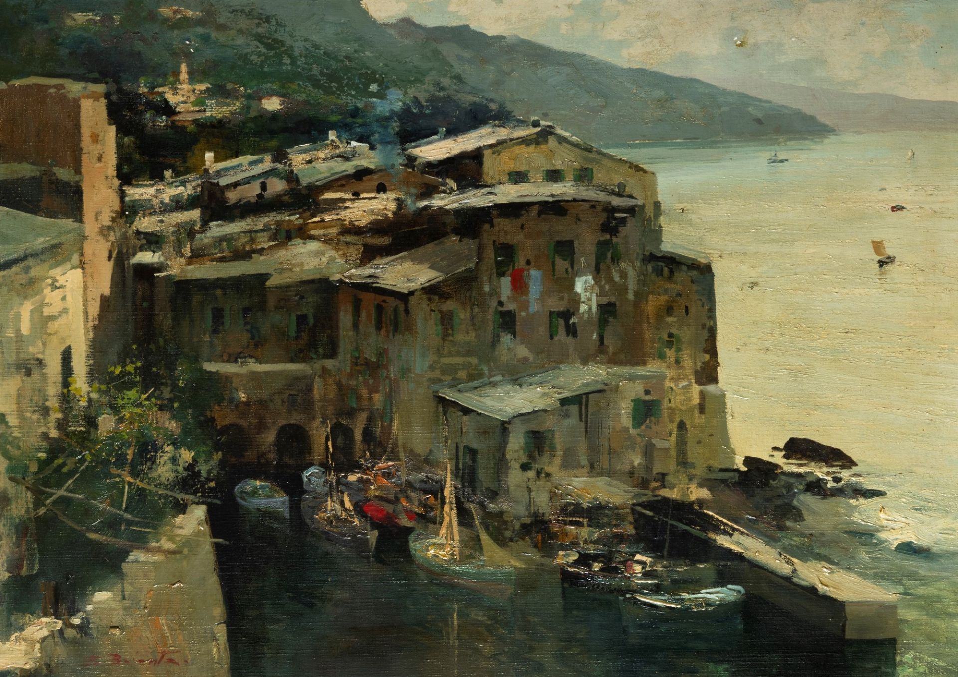 Ezelino Briante (Napoli 1901-Roma 1971) - Houses on the pier