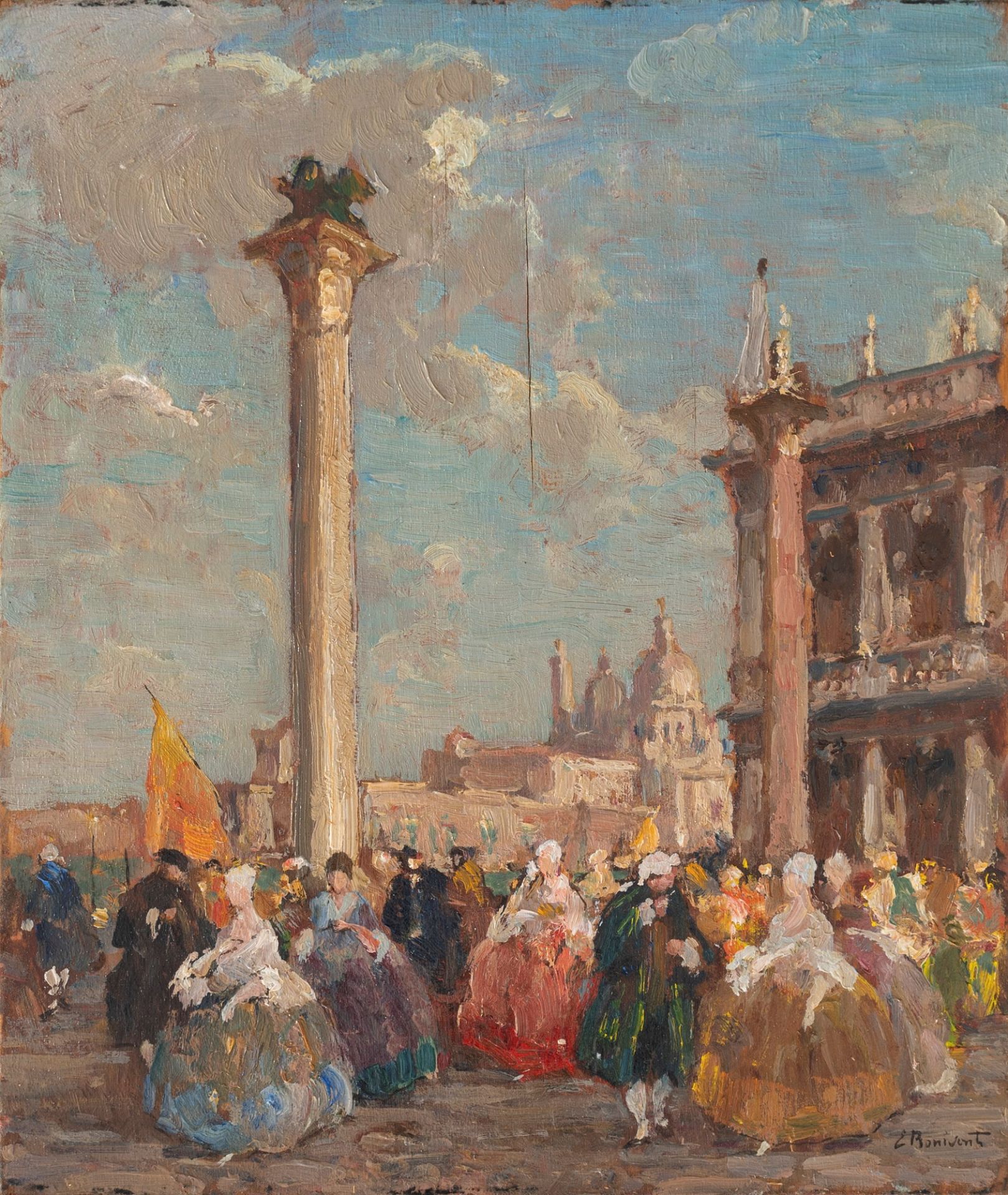 Eugenio Bonivento (Chioggia 1880-Milano 1956) - Venice, the Columns of San Marco