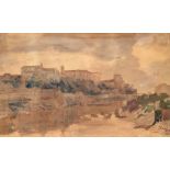 Cesare Biseo (Roma 1843-1909) - Rome, the Aventine hill seen from the Tiber, 1868