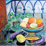 Carlo Hollesch (Pola 1926-Venezia 1978) - "Still life with eggplants on the window", 1950
