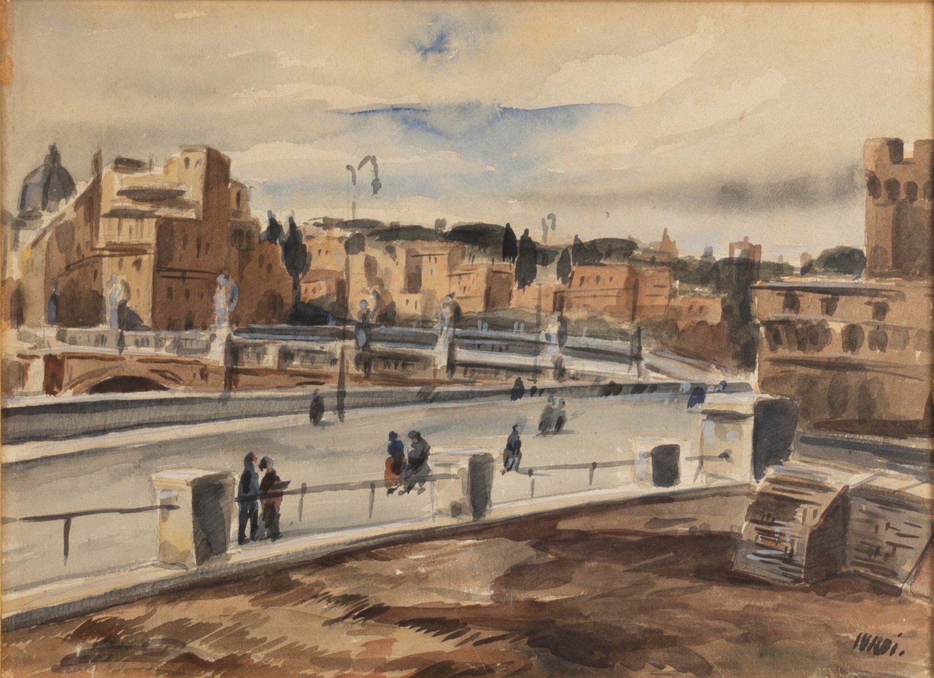 Luigi Surdi (Napoli 1897-Roma 1959) - Rome, Ponte S. Angelo