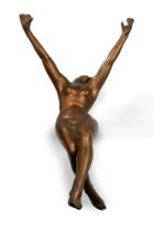 Bronze sculpture representing a naked woman on a swing, 20th century