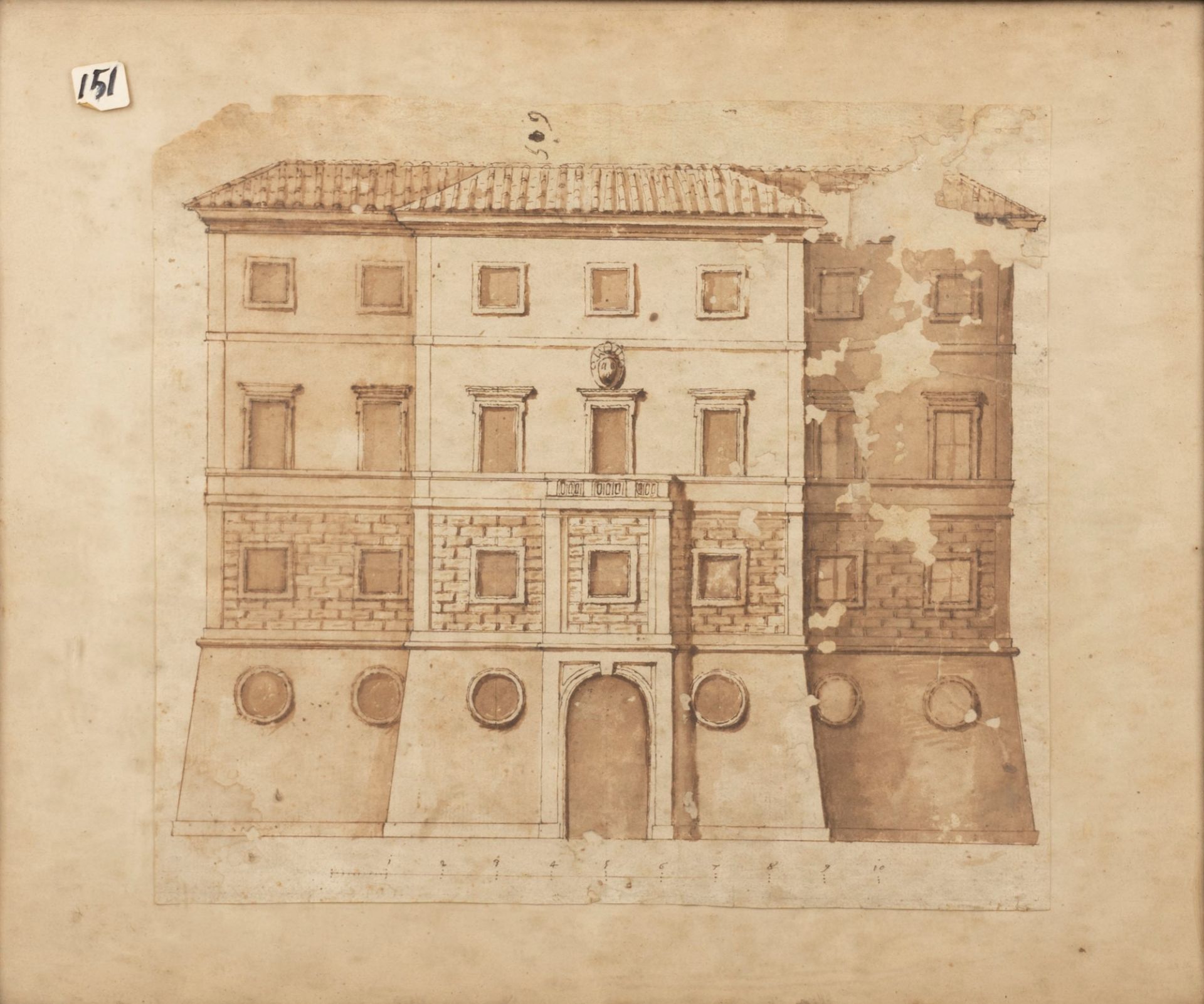 Italian school, XVIII century - Architectural study for a building - Image 2 of 3