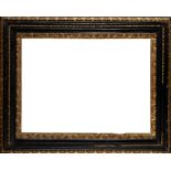 Salvator Rosa frame with three orders of carving in black and gold wood, 18th century