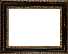 Salvator Rosa frame with three orders of carving in black and gold wood, 18th century