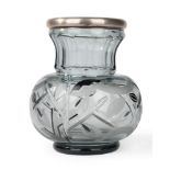 Vase in crystal cut and silver with Decò motifs, Bohemia, 1920/30