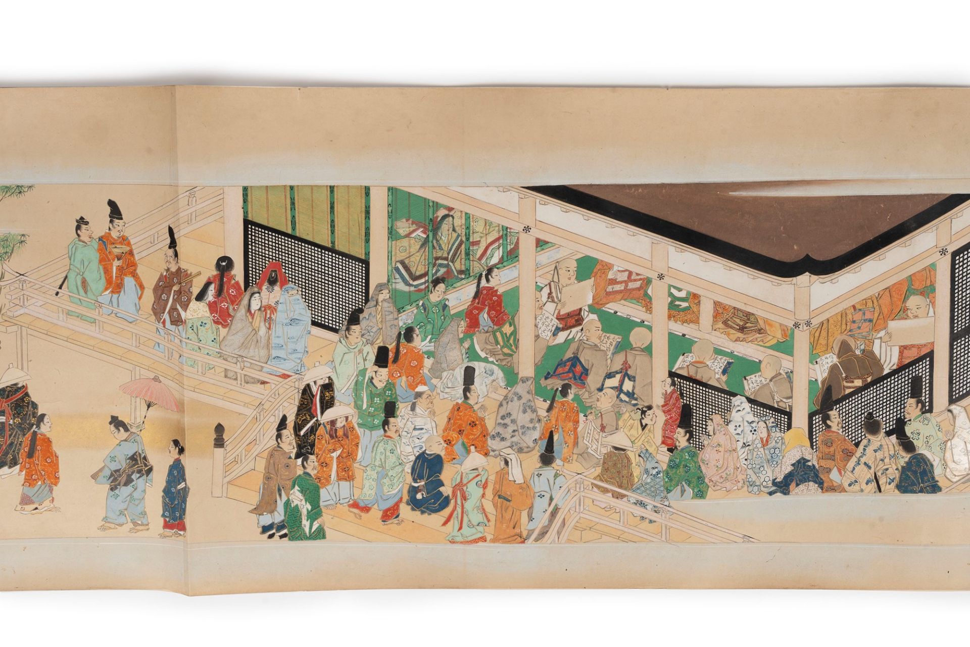 Emakimono painted on paper representing a ritual scene in a temple, Japan Edo period - Bild 2 aus 3