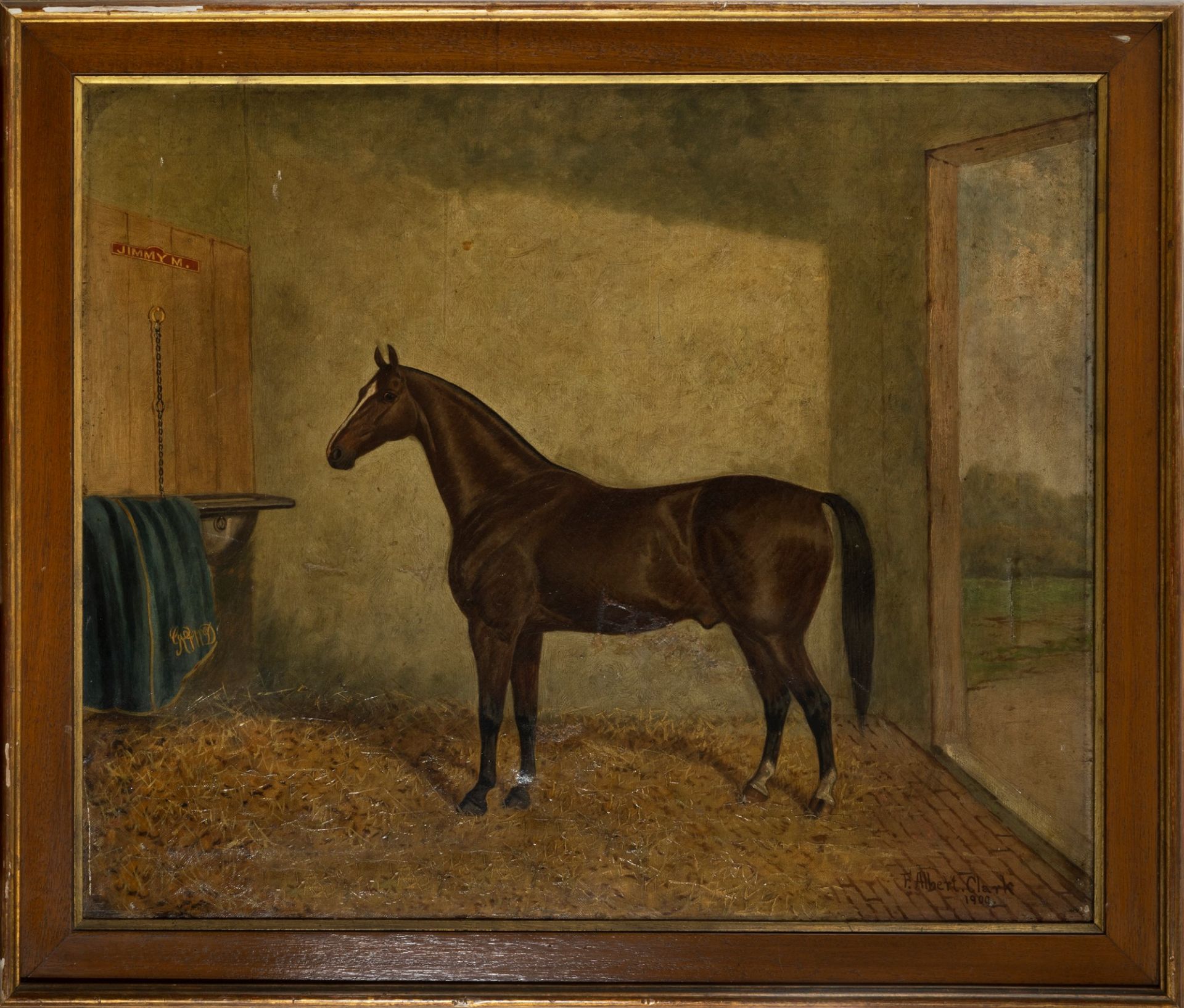 Frederick Albert Clark (Inghilterra 1821-1910) - Bay horse in a stable - Bild 3 aus 3