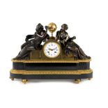 Table clock in gilt bronze and dark patina, with Allegory of Astronomy, circa 1830