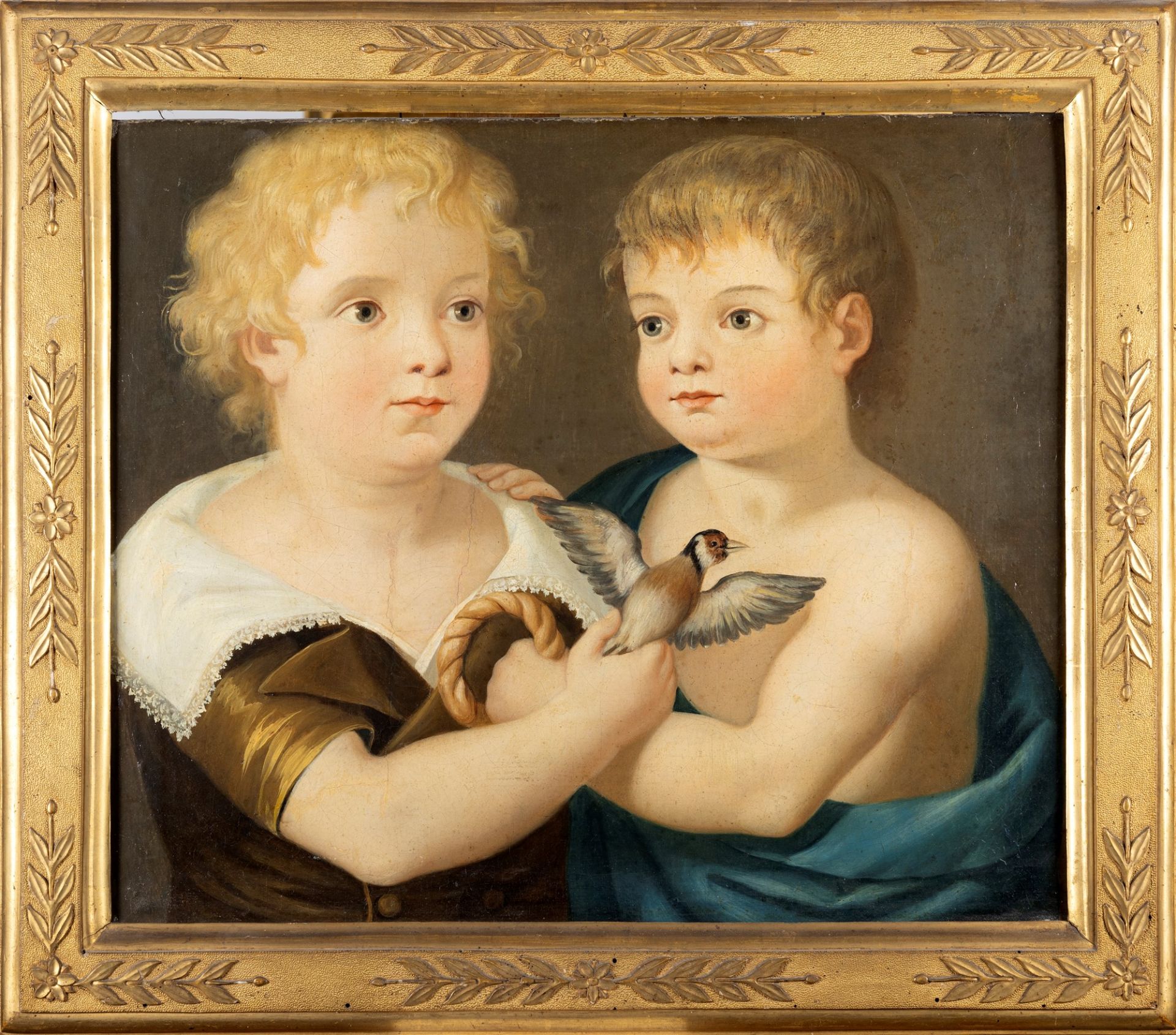 Italian school, early nineteenth century - Portrait of two children with goldfinch and donut - Bild 3 aus 3