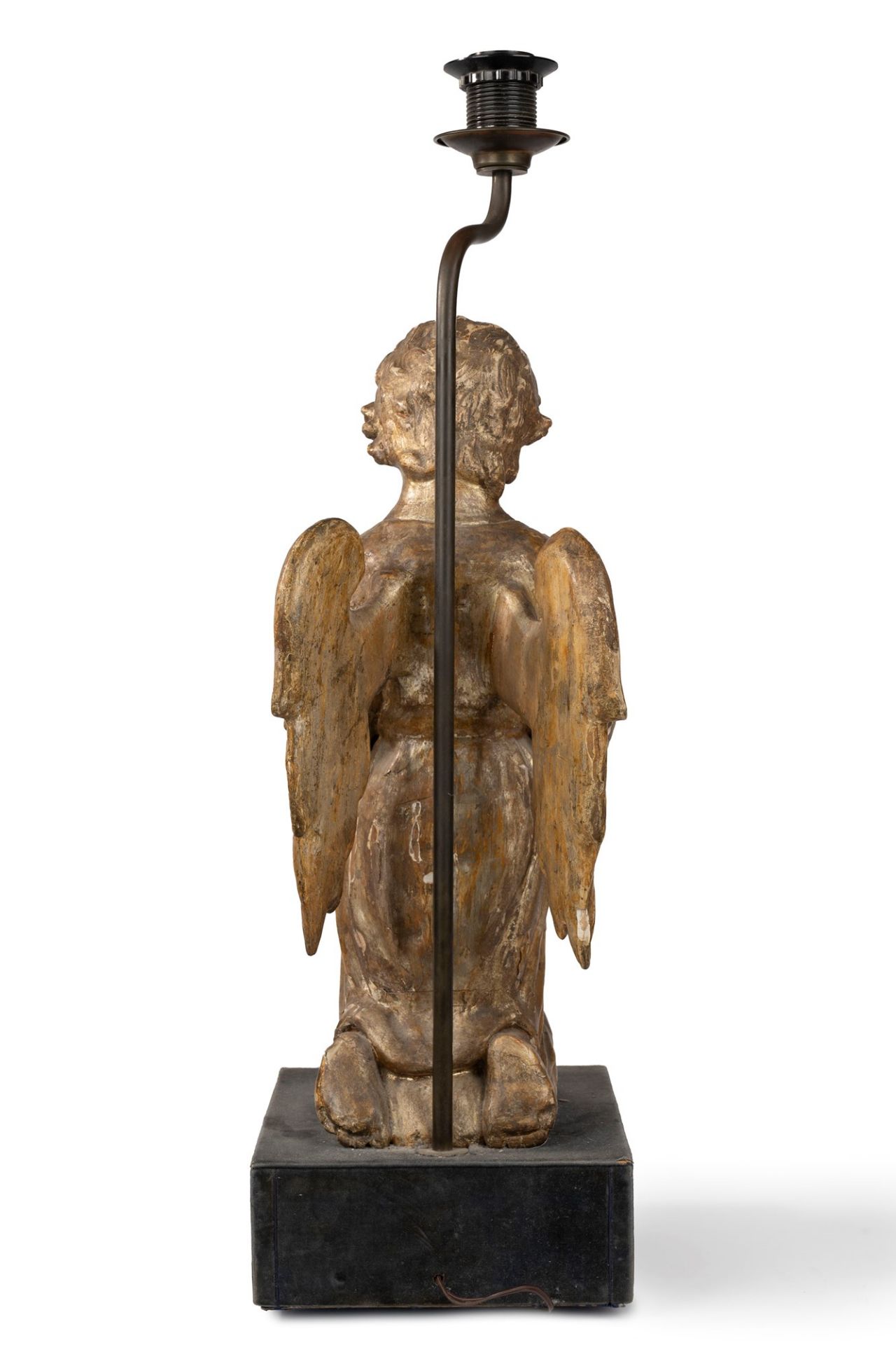 Praying angel in mecca-gilded wood mounted on a lamp, 18th-19th centuries - Image 2 of 3