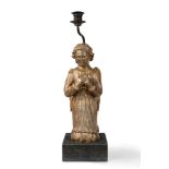 Praying angel in mecca-gilded wood mounted on a lamp, 18th-19th centuries