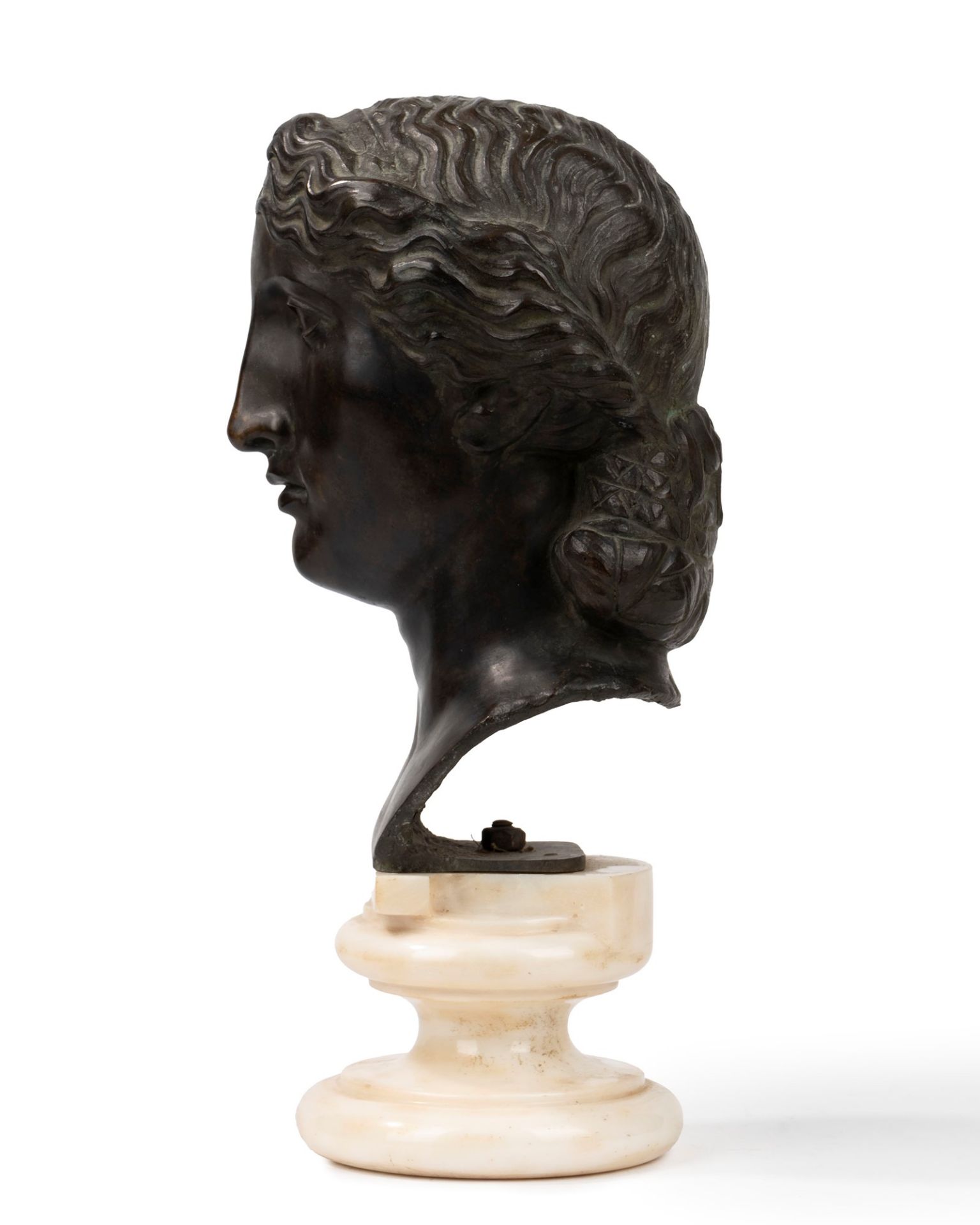 Bronze head of Athena on a marble base, 20th century - Image 4 of 4