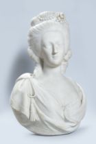 Bust of Marie Antoinette in white statuary marble, 19th century