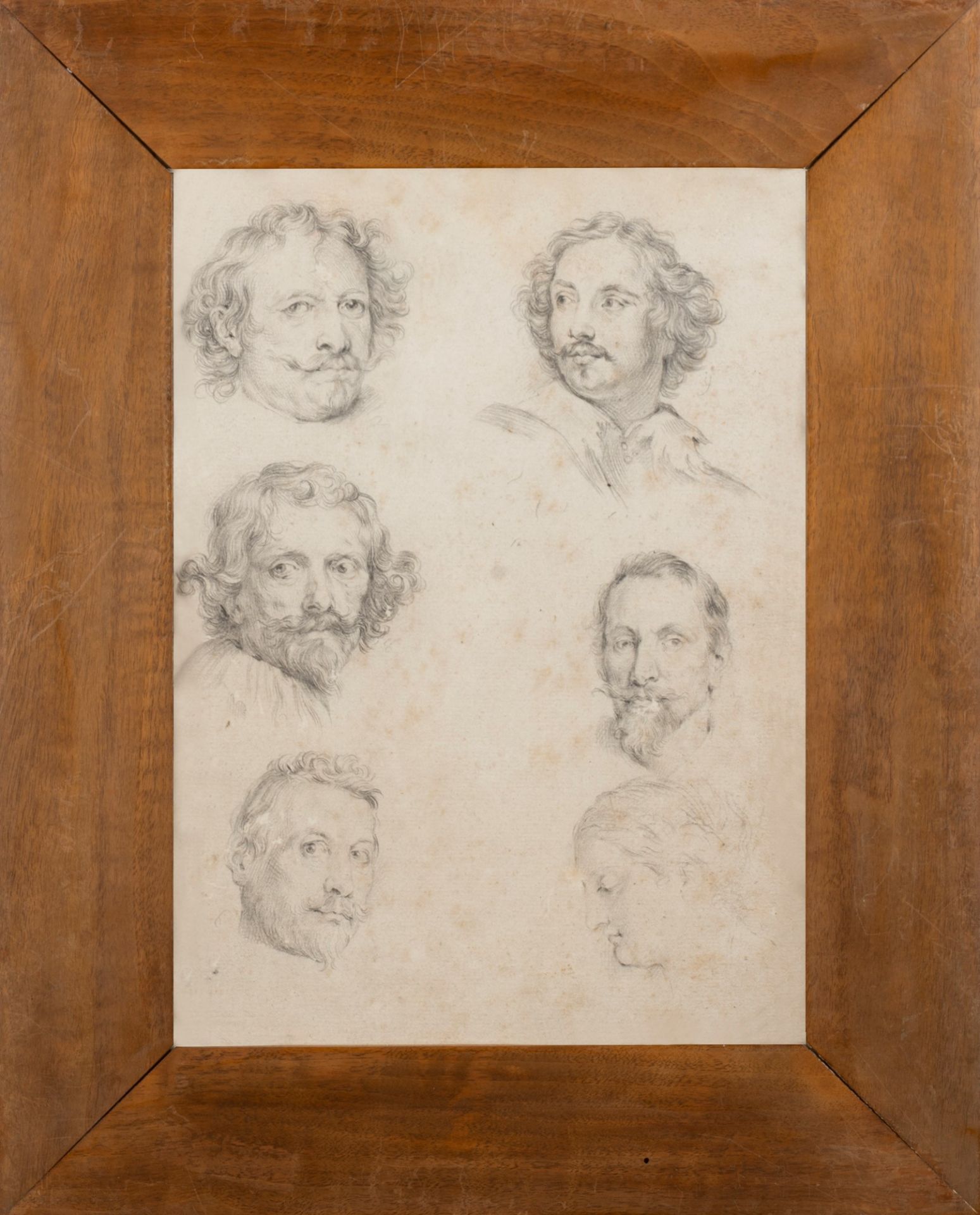 Italian school of the nineteenth century - Two drawings with studies of male heads - Image 5 of 6