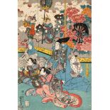 Utagawa Kuniyoshi (Giappone 1768-Giappone 1861) - Two woodcuts, 19th century